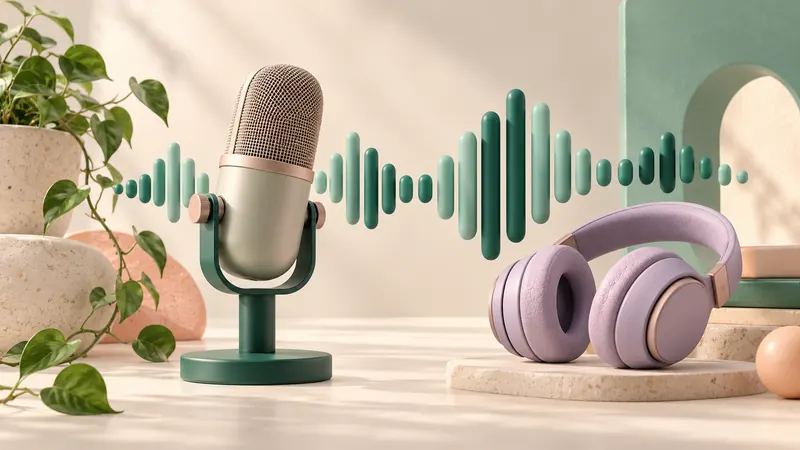 Concept illustration of audio recording and a waveform